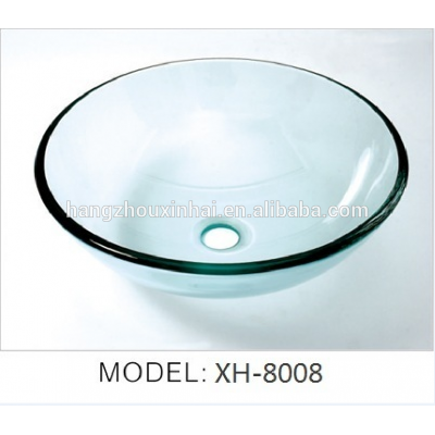 China Zhejiang Small Round Transparent Tempered glass wash basin